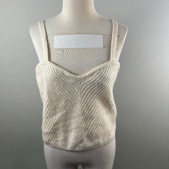 NWOT VERO‎ MODA Cream Knit Crop Top Tank Top (L) - Picture 2 of 8